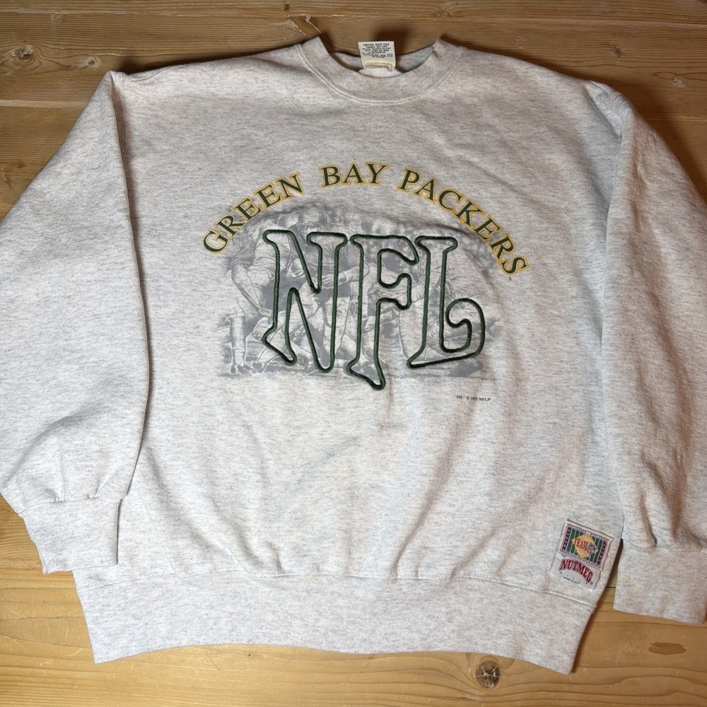 Vintage 1993 Nutmeg Green Bay Packers Sweatshirt Size L‎ NFL Embroidered 90s